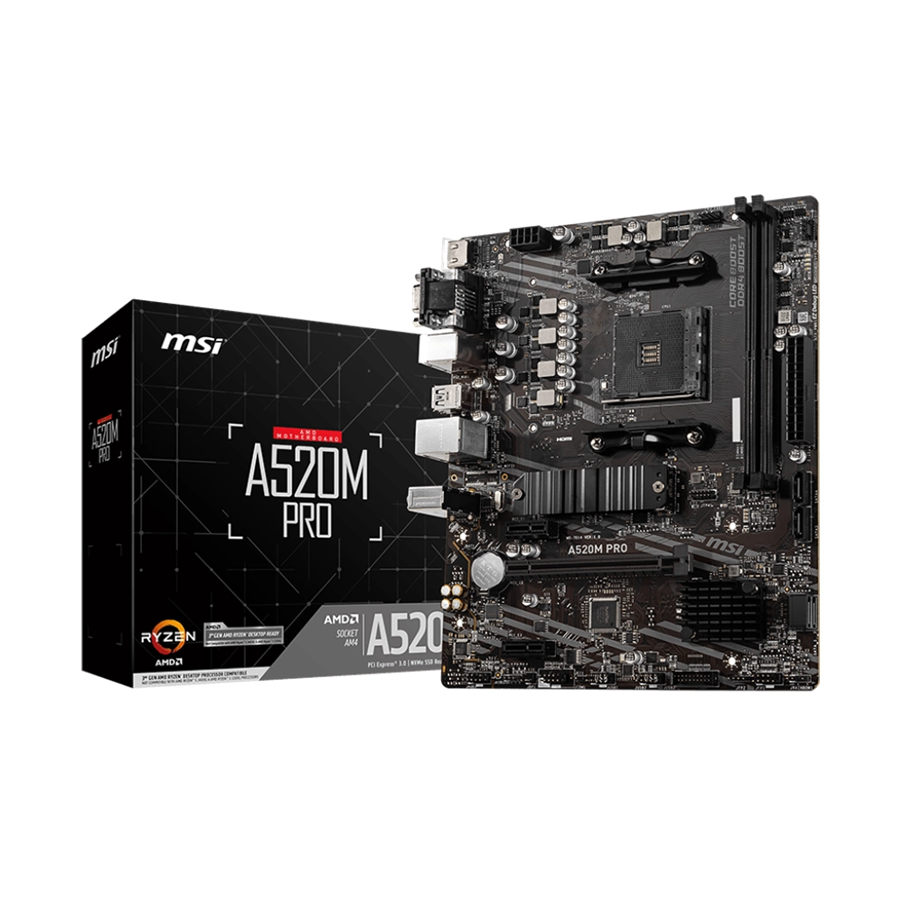 Placa Madre MSI A520M PRO, AMD A520 AM4, DDR4,mATX, Dual