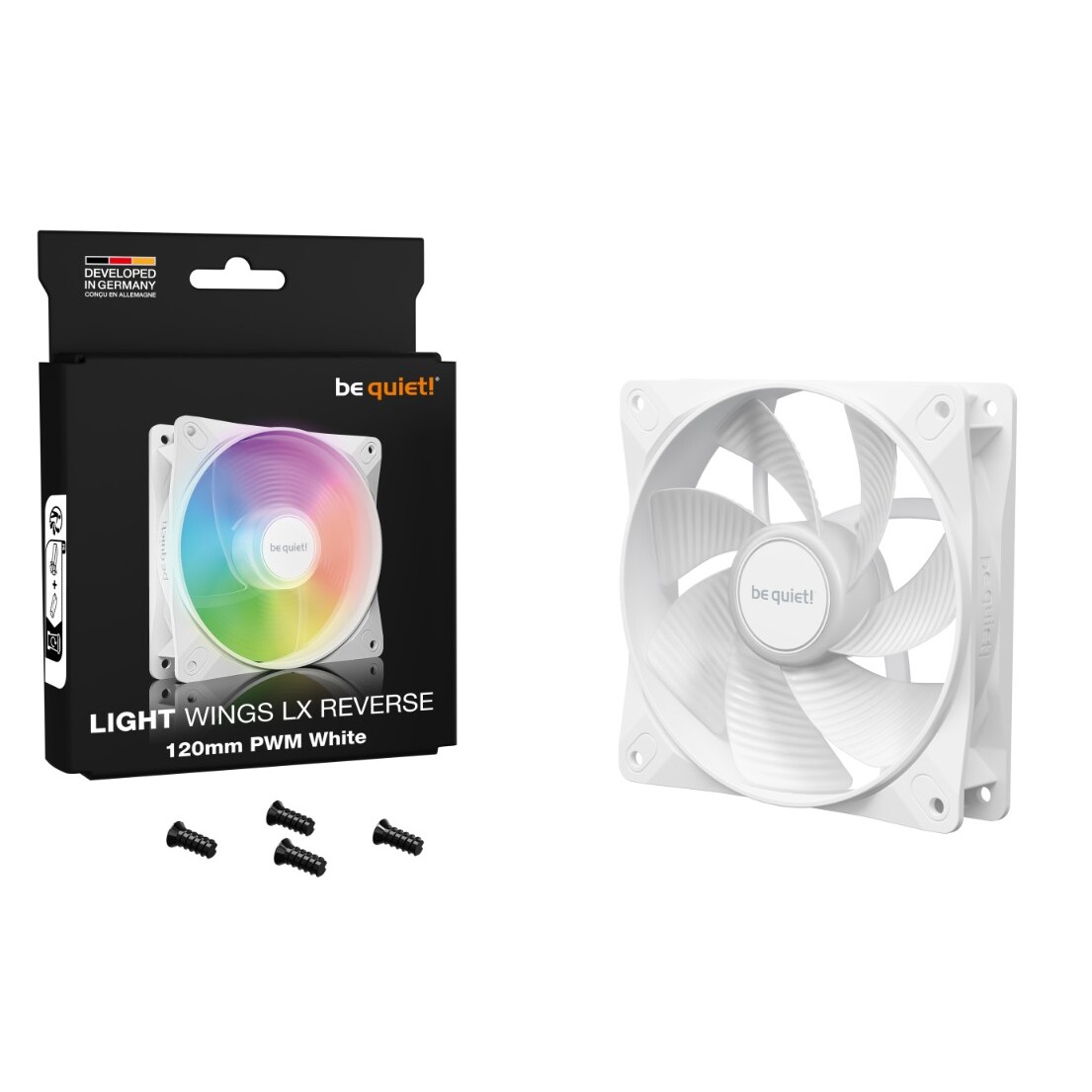 Ventilador Be quiet! Light Wings LX Reverse 120mm, PWM, ARGB Blanco